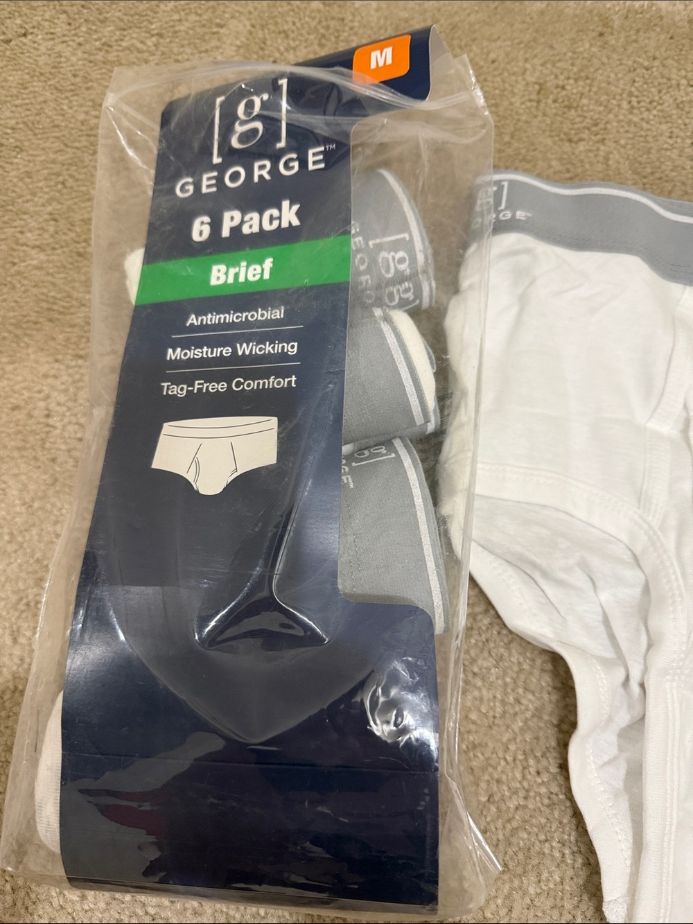George Men's 6-Pack Briefs - White & Gray 6